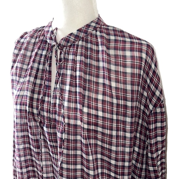 The Great Dress in Timber 100 Cotton Plaid Tiered Dress Lightweight Sheer 3 - Picture 4 of 12